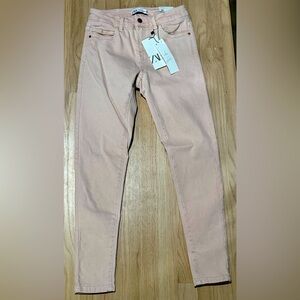 NWT Zara Blush Pink Rose Skinny Fit Cottagecore Barbie Premium Denim Jeans 4